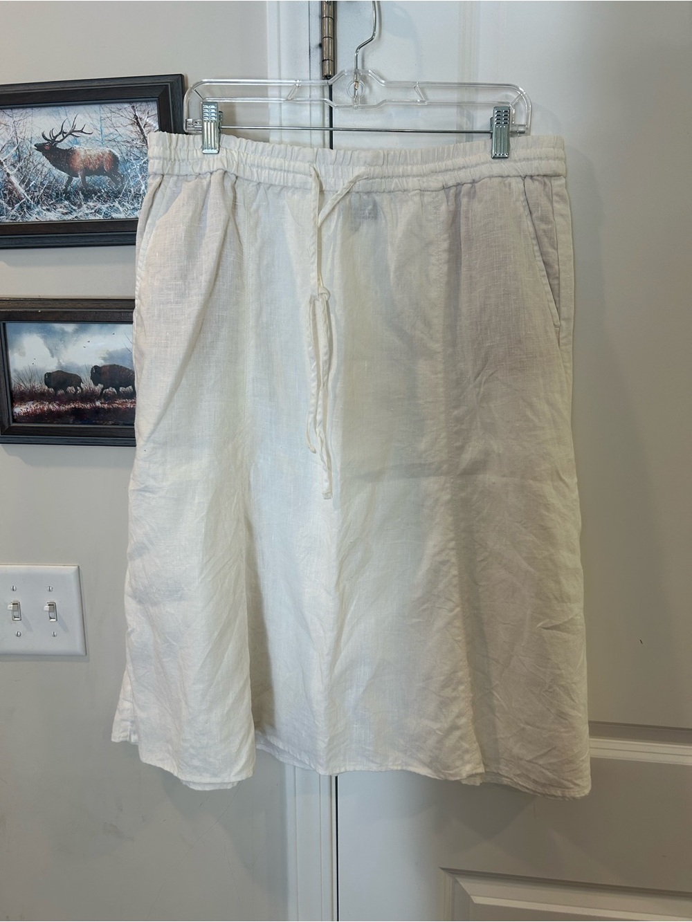 Talbots Linen white midi skirt